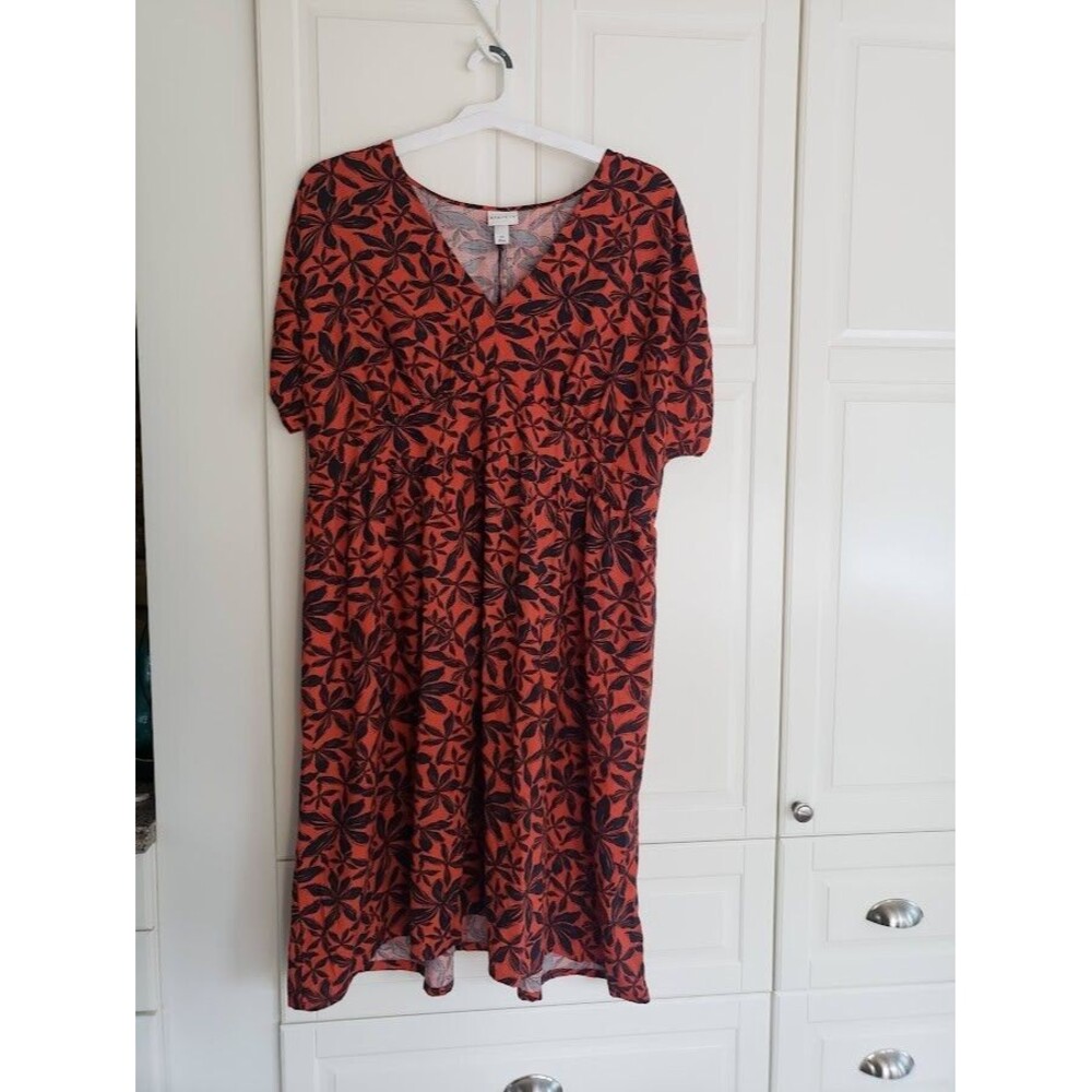 Ava & Viv Dolman Short Sleeve Midi Dress -Orange Floral - 2X - NEW - Picture 6 of 7